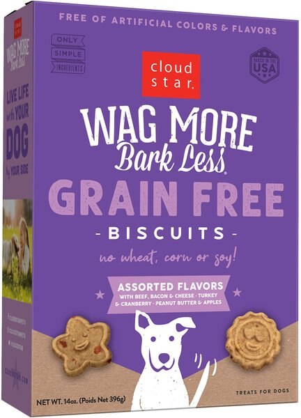 Cloud Star Wag More Bark Less Grain-Free Oven Baked Assorted Flavors Biscuits Dog Treats - Intensery