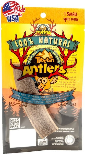 Tibetan Dog Chew Split Antler Grain-Free Dog Treat， 1 count， Small - Intensery