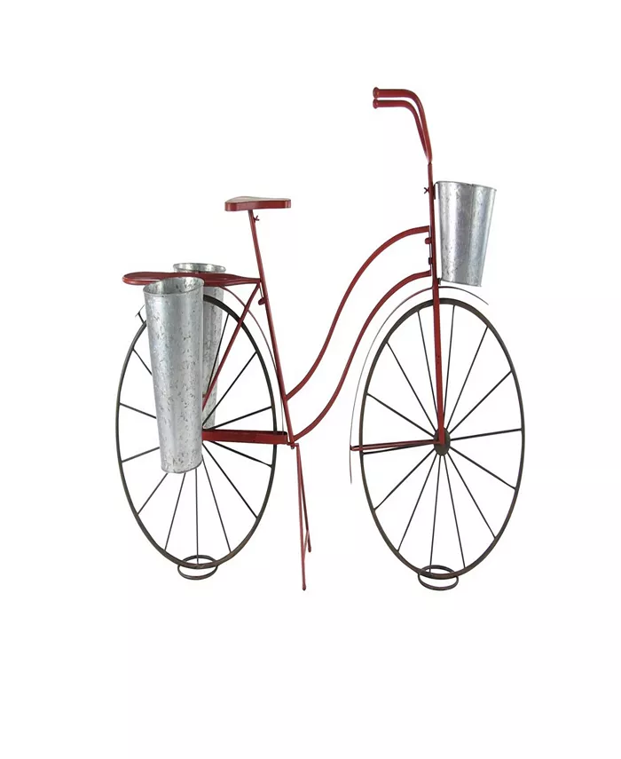 Rosemary Lane Red Tin Vintage Plant Stand， 38 x 56 x 21 - Intensery