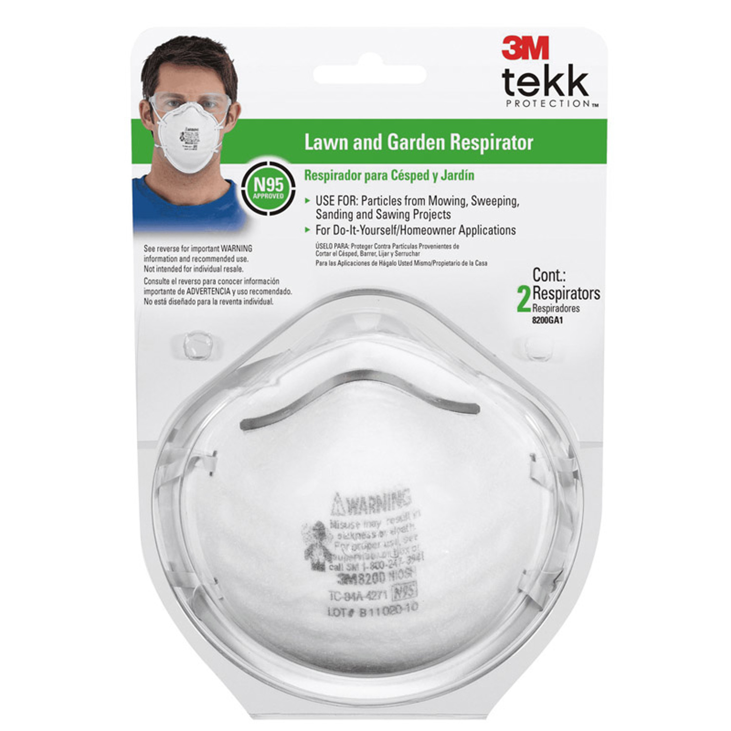 3M N95 Lawn and Garden Disposable Respirator White 2 pk - Intensery