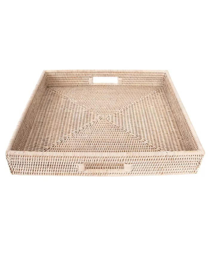 Artifacts Trading Company Square Ottoman Tray with Cutout Handles - Intensery