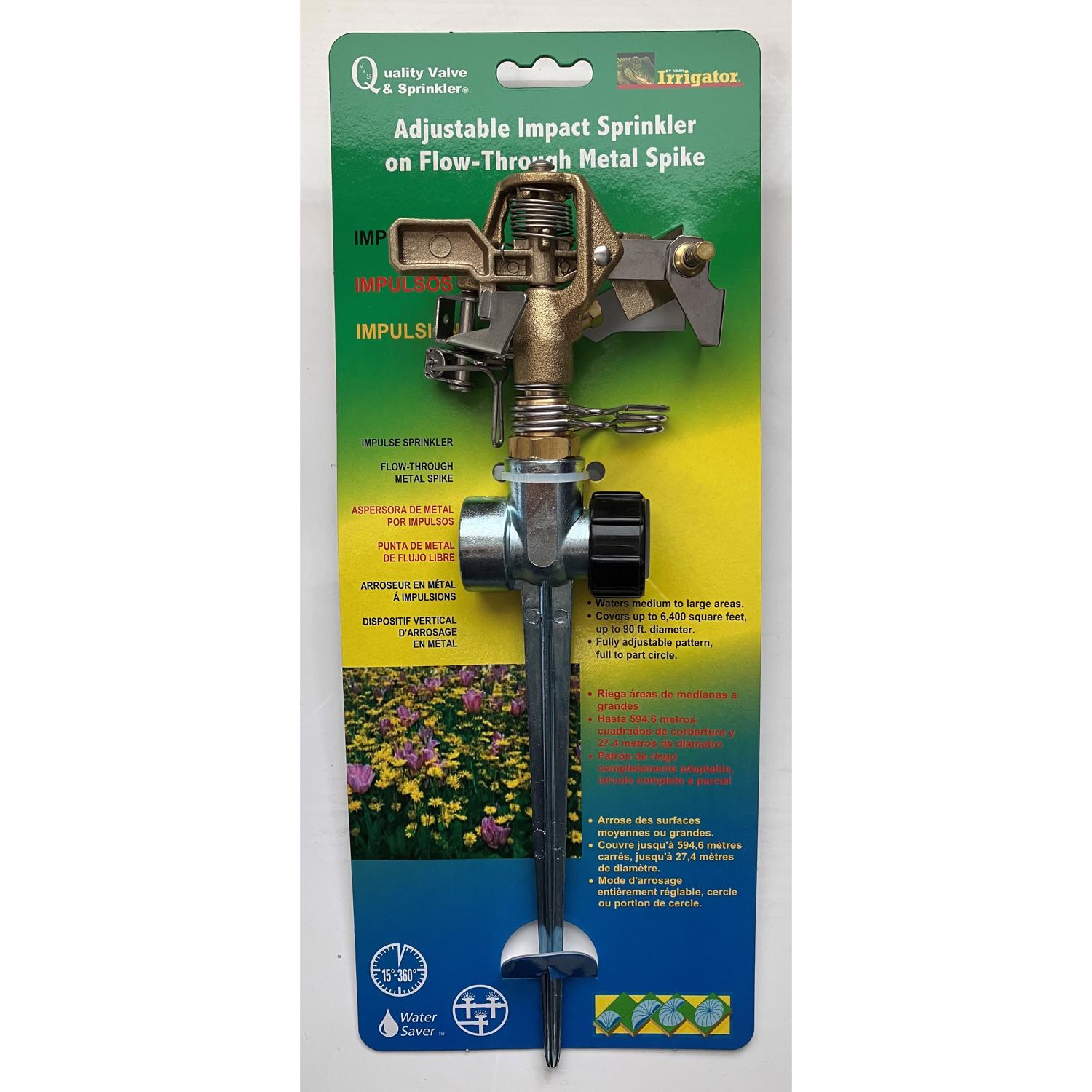 Quality Valve and Sprinkler Irrigator Pro Brass Non-Tipping Base Impulse Sprinkler 6361 sq ft 1 pk - Intensery