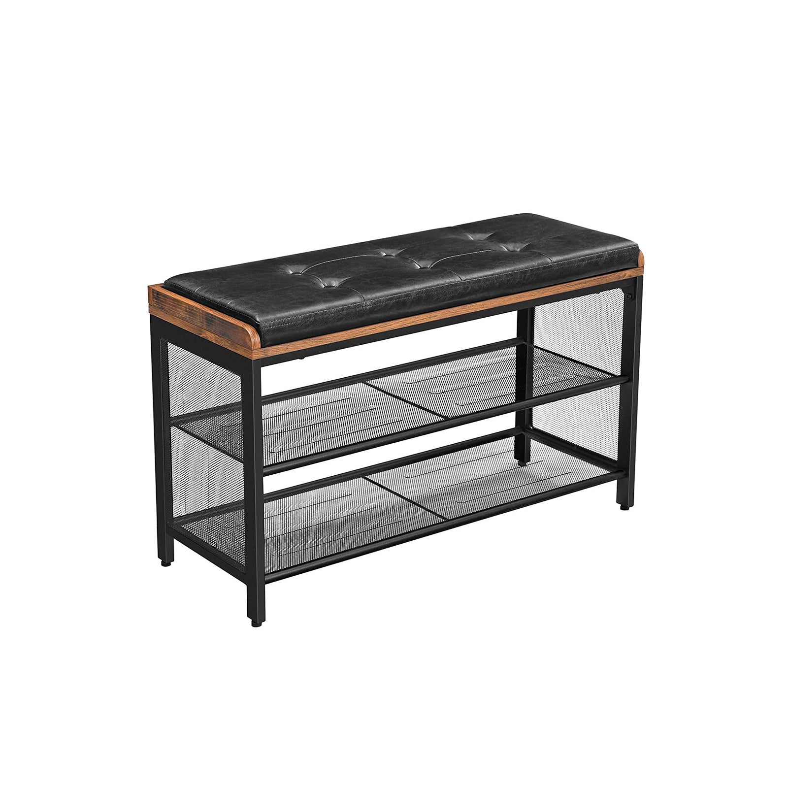 VASAGLE Industrial Shoe Rack Bench with Cushion Top - Intensery