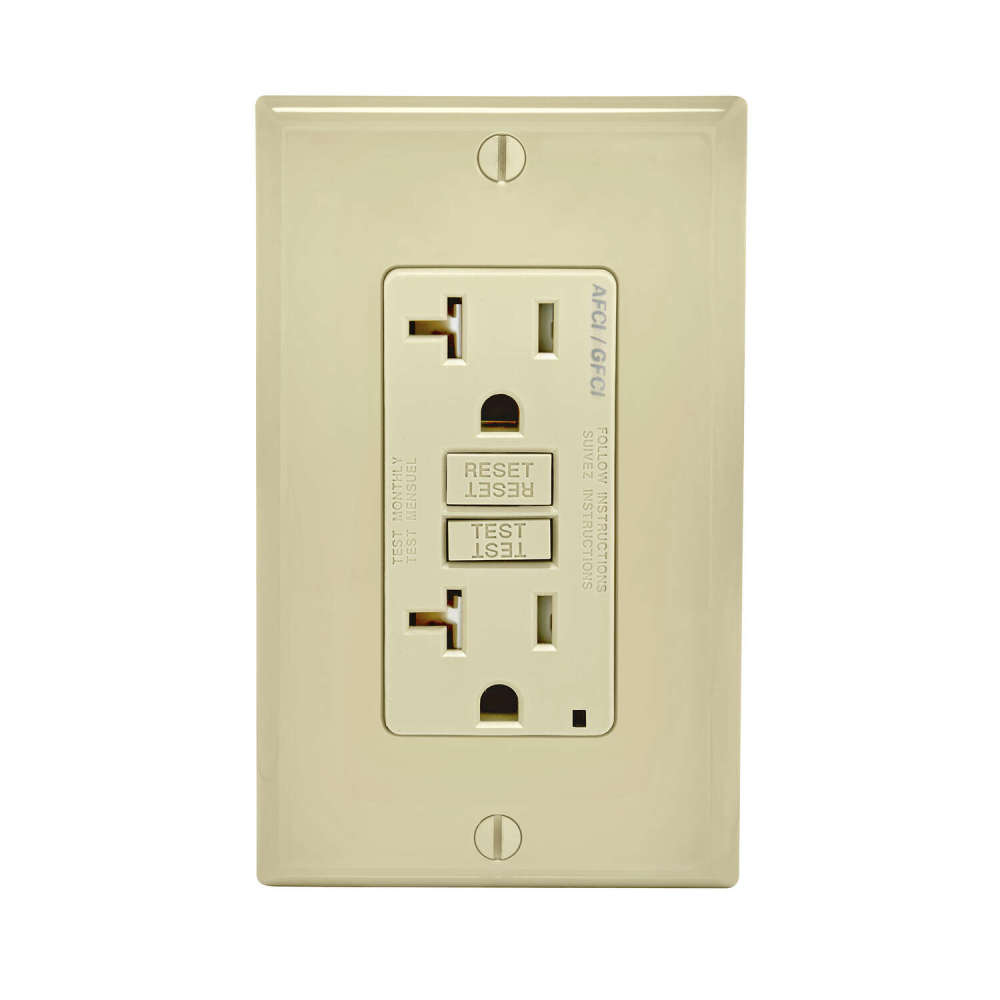 Leviton SmartlockPro Outlet 20A 125V Ivory AFCI/GFCI 2 Function Outlet - Intensery