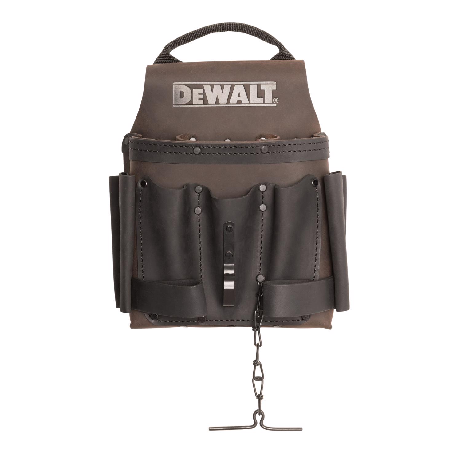 DeWalt 8 pocket Leather Electrician\u0027s Pouch Brown - Intensery