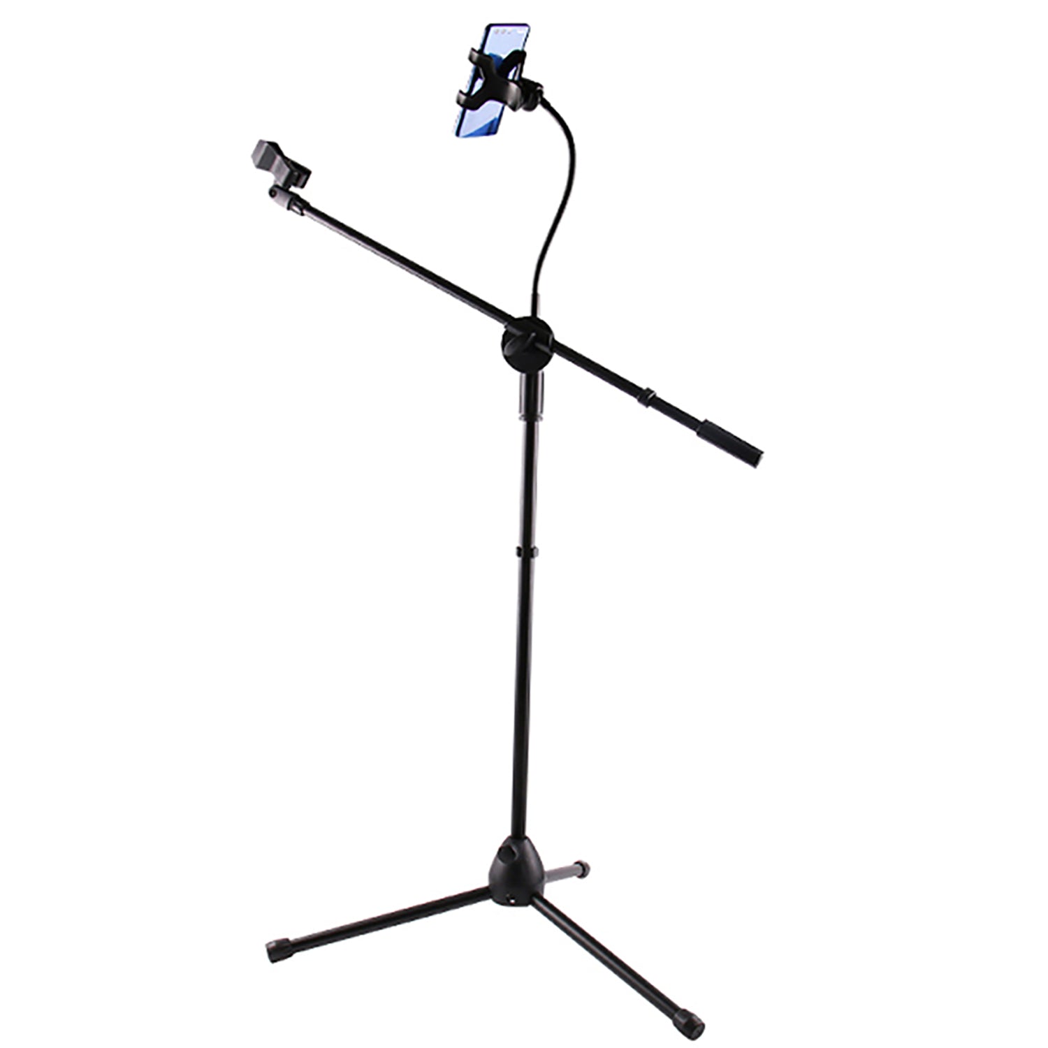 5 Core Mic Stand with Tablet and Phone Holder Adjustable Gooseneck Microphone Stand, Collapsible Tripod Boom Mic Stand With Mic Clip Holder & Phone Cl - Intensery