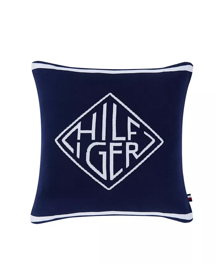 Tommy Hilfiger Diamond Monogram Decorative Pillow， 20x20 - Intensery
