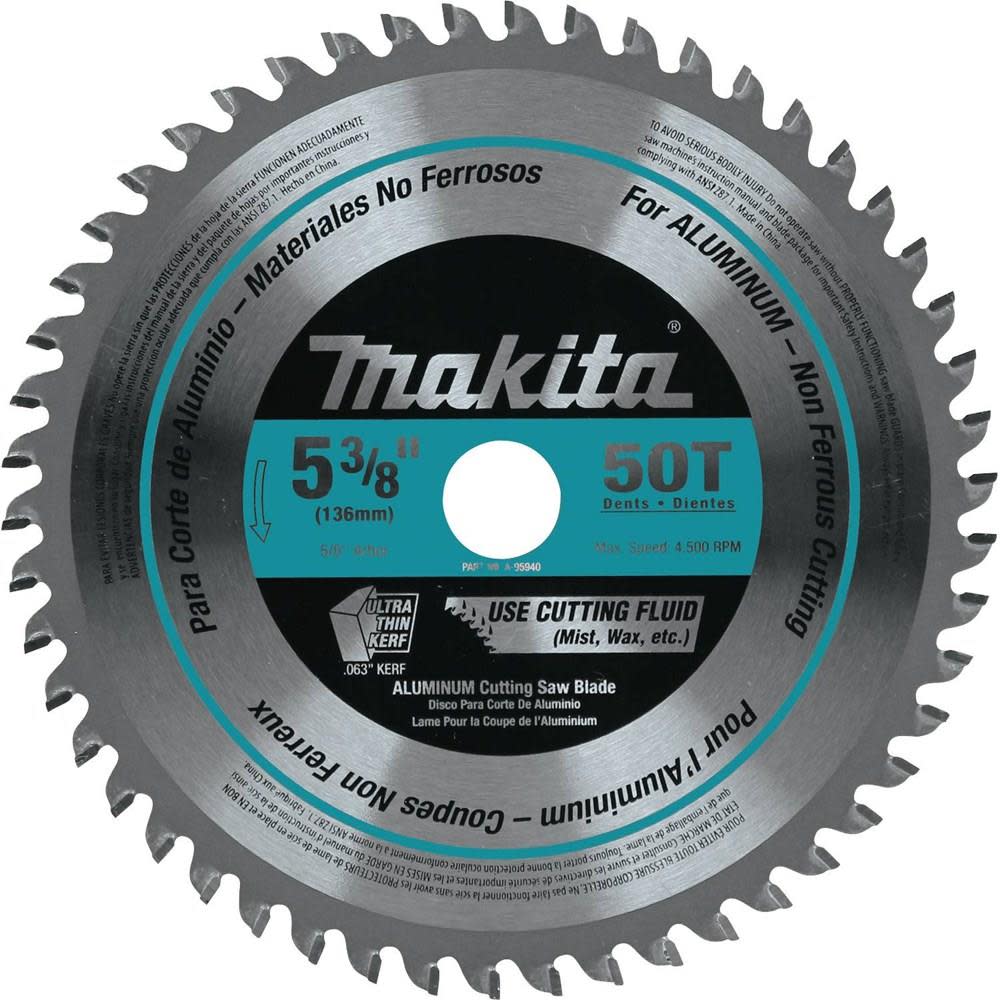 Makita 5-3/8 in. 50T Carbide-Tipped Saw Blade Aluminum A-95940 from Makita - Intensery