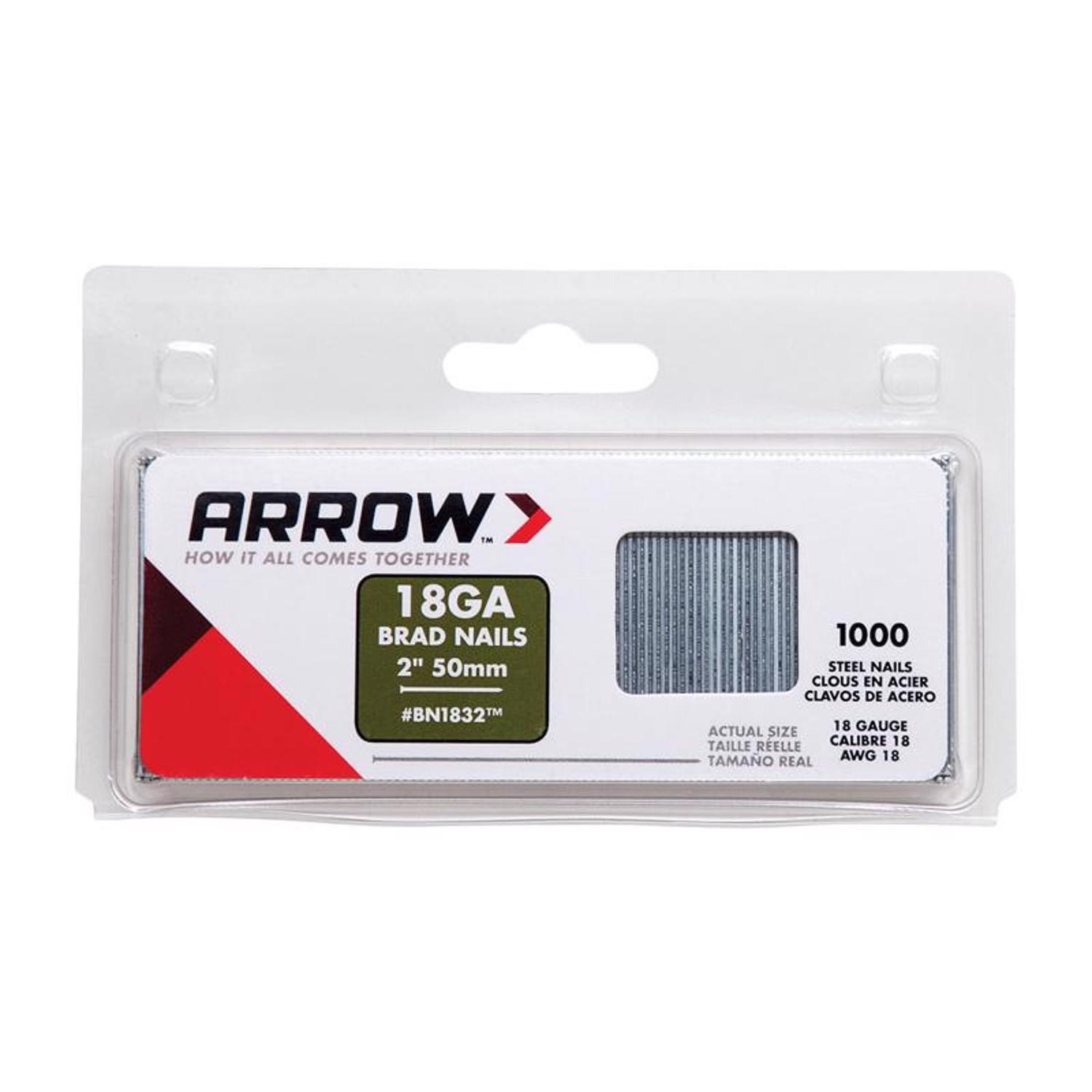 Arrow 2 in. 18 Ga. Straight Strip Galvanized Brad Nails 1，000 pk - Intensery