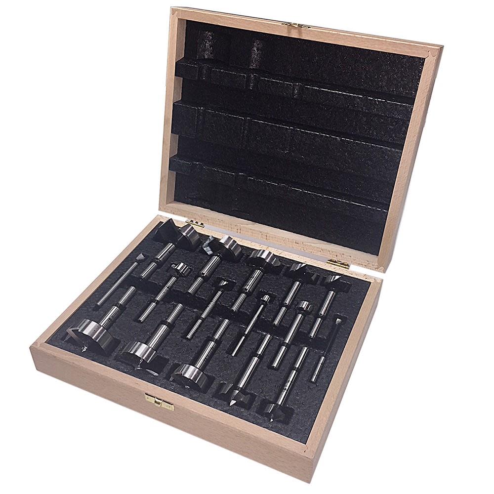 16 pc Wood Box Metric Forstner Bit Set - Intensery