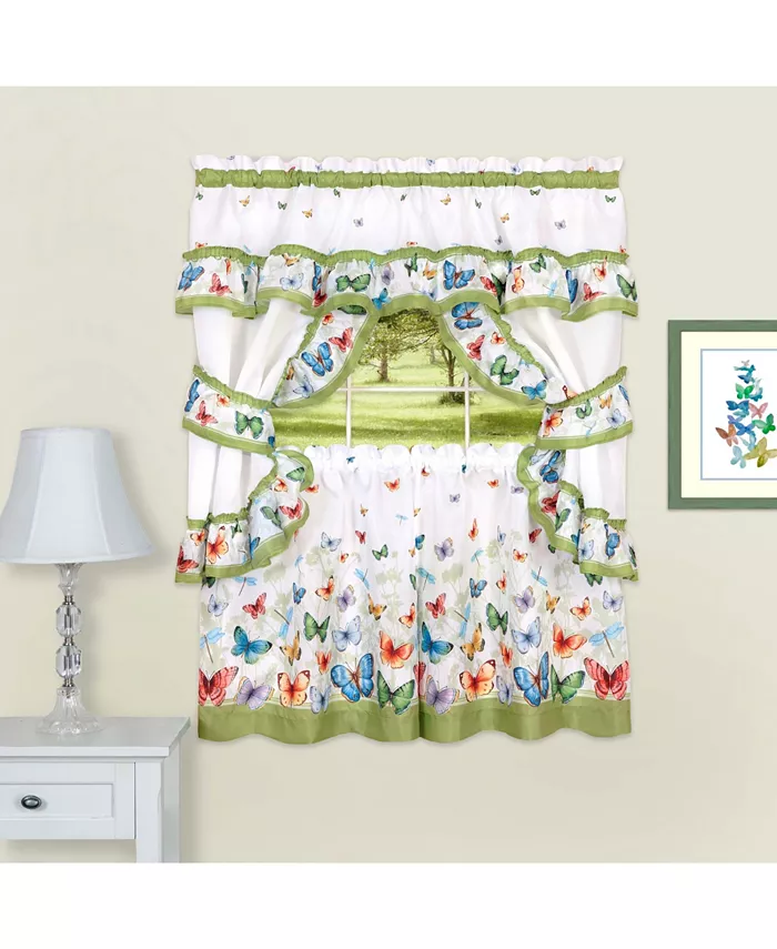 Achim Butterflies Printed Cottage Window Curtain Set， 57x24 - Intensery