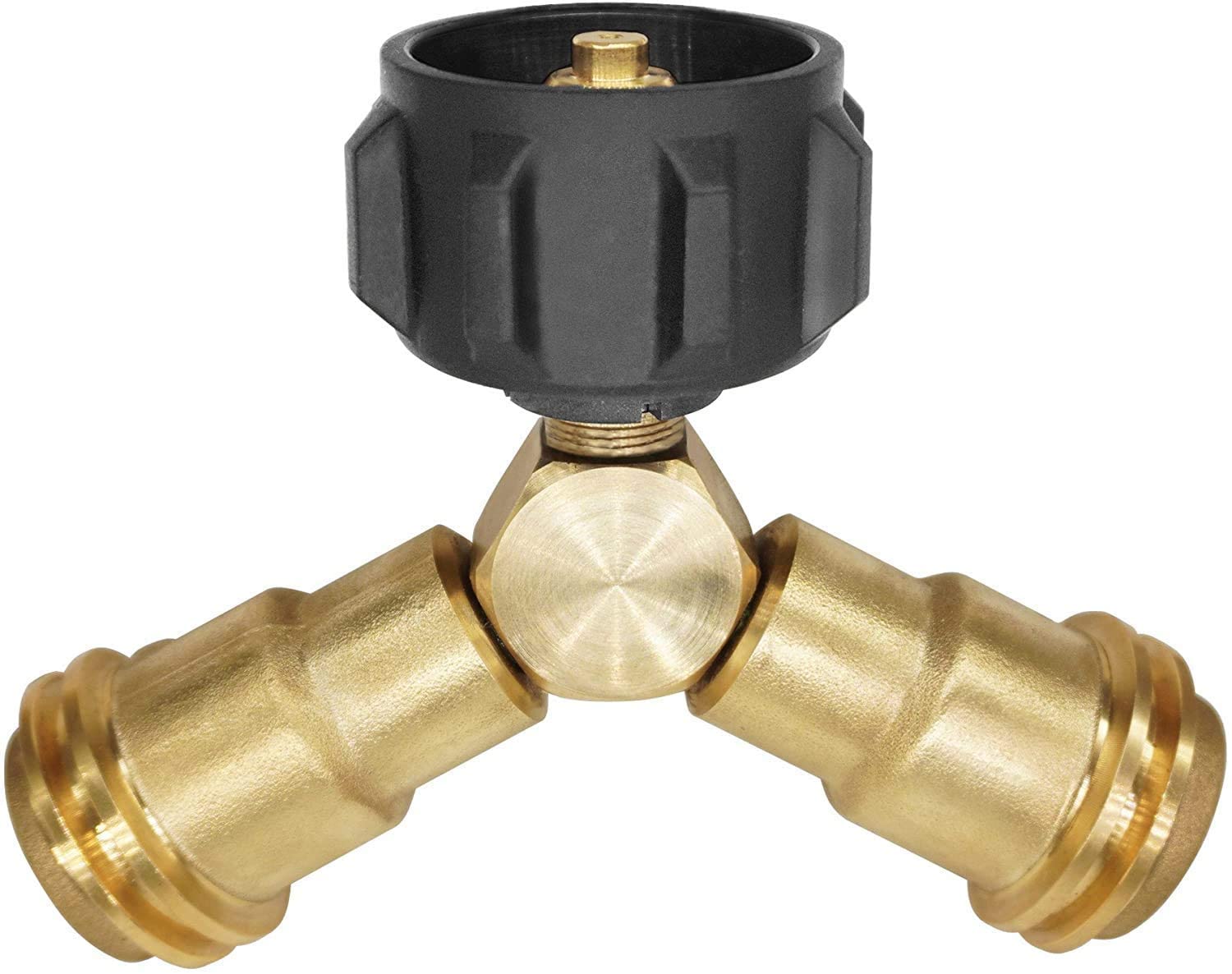 Propane Tee Adapter Y Splitter with Valves, 2 Way LP Gas Adapter Tee Connector for 20 lb Propane Tank Cylinder - Intensery