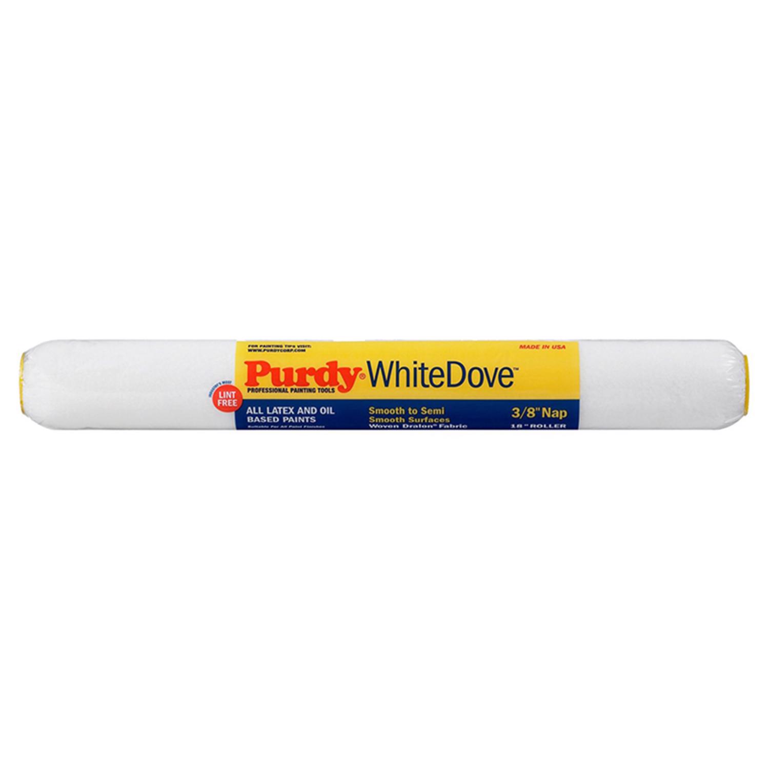 Purdy White Dove Woven Dralon Fabric 18 in. W X 3/8 in. Paint Roller Cover 1 pk - Intensery