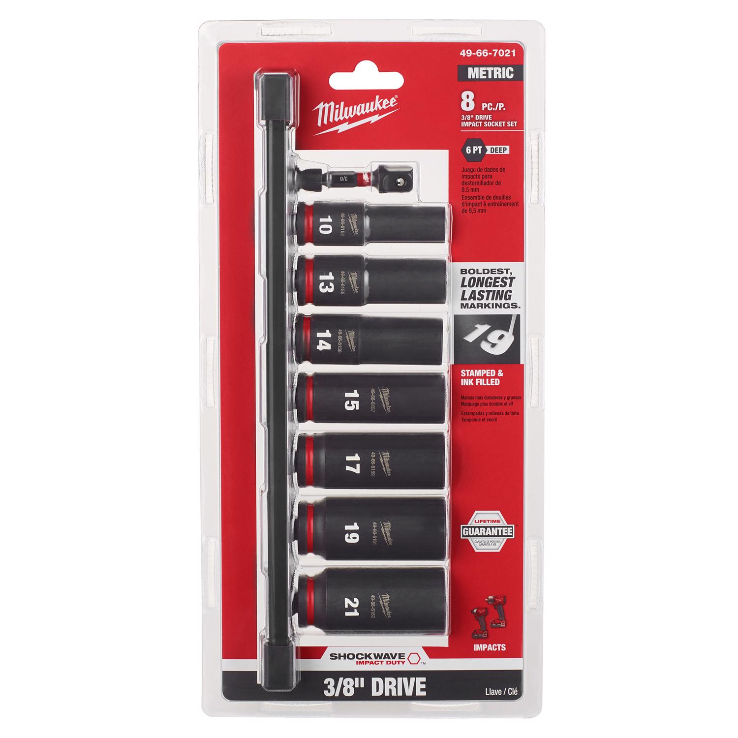 Milwaukee 3/8 in. drive Metric 6 Point Socket Set 8 pc - Intensery