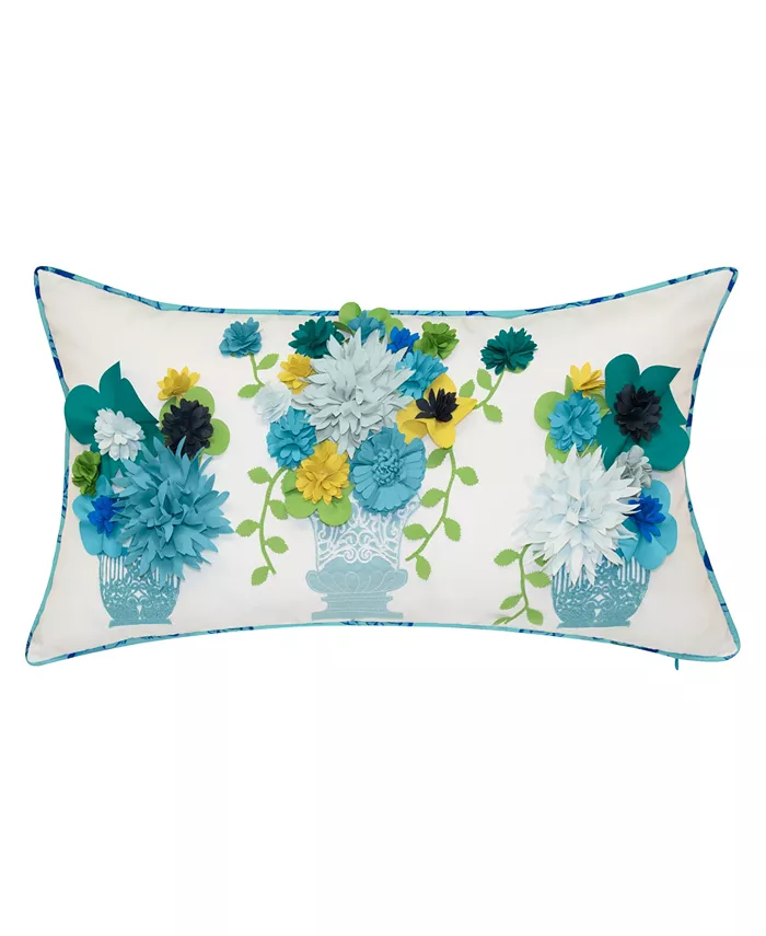 Edieer Pots Dimensional Embroidered Lumbar Decorative Pillow， 13 x 25 - Intensery