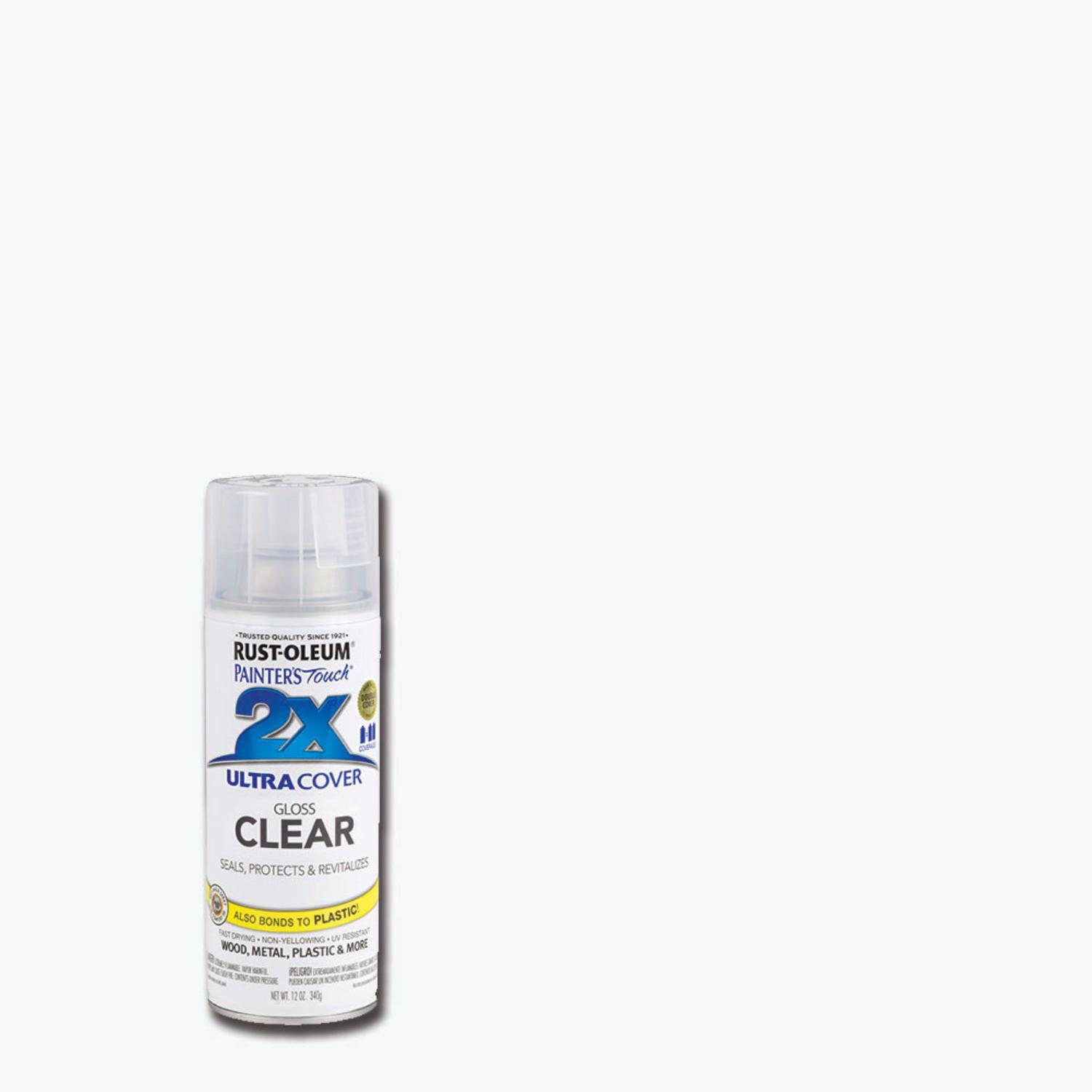 Rust-Oleum Painter\u0027s Touch 2X Ultra Cover Gloss Clear Paint+Primer Spray Paint 12 oz - Intensery