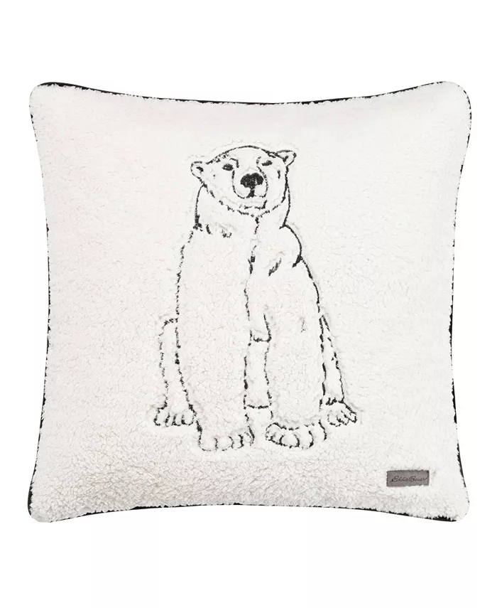 Eddie Bauer Cozy Polar Bear Sherpa Square Decorative Pillow， 20