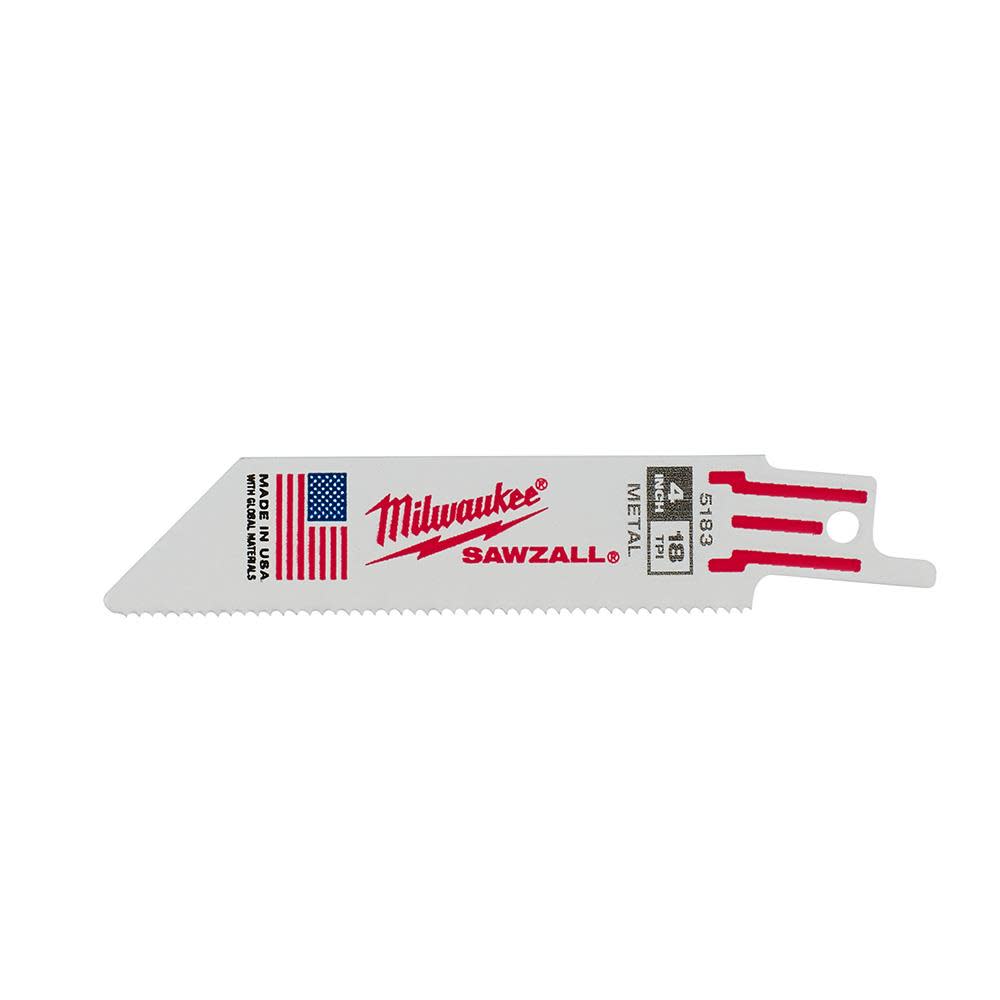 Milwaukee 4 in. 18 TPI Thin Kerf SAWZALL Blades 5PK 48-00-5183 from Milwaukee - Intensery