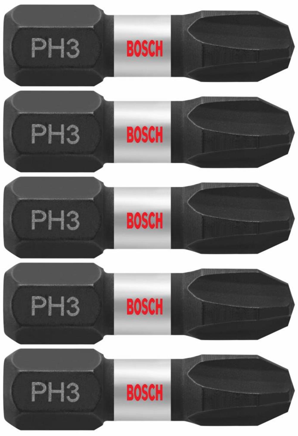 Bosch 5 pc. Impact Tough 1 In. Phillips #3 Insert Bits ITPH3105 from Bosch - Intensery
