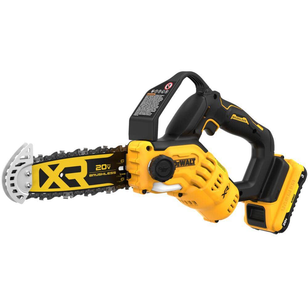 DEWALT 8 in. 20-Volt Lithium-Ion Pruning Electric Battery Chainsaw Kit with 3Ah Battery and Charger DCCS623L1 - Intensery