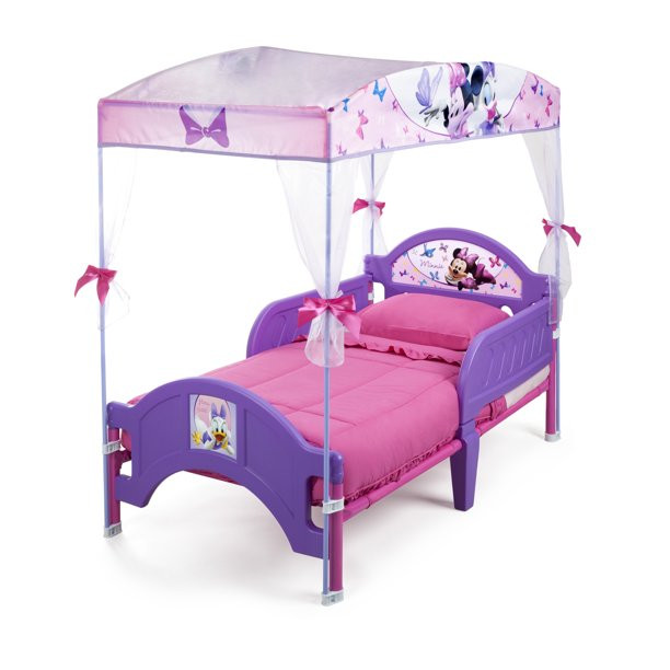 Disney Minnie Mouse Plastic Toddler Canopy Bed By Delta Children， Purple - Intensery
