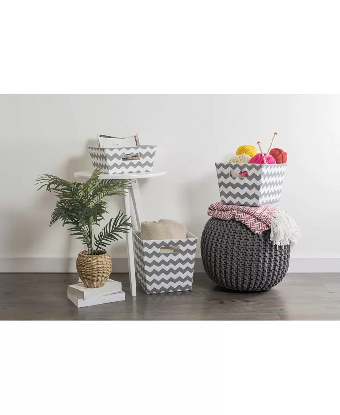 Design Imports Polyester Chevron Trapezoid Bin - Intensery