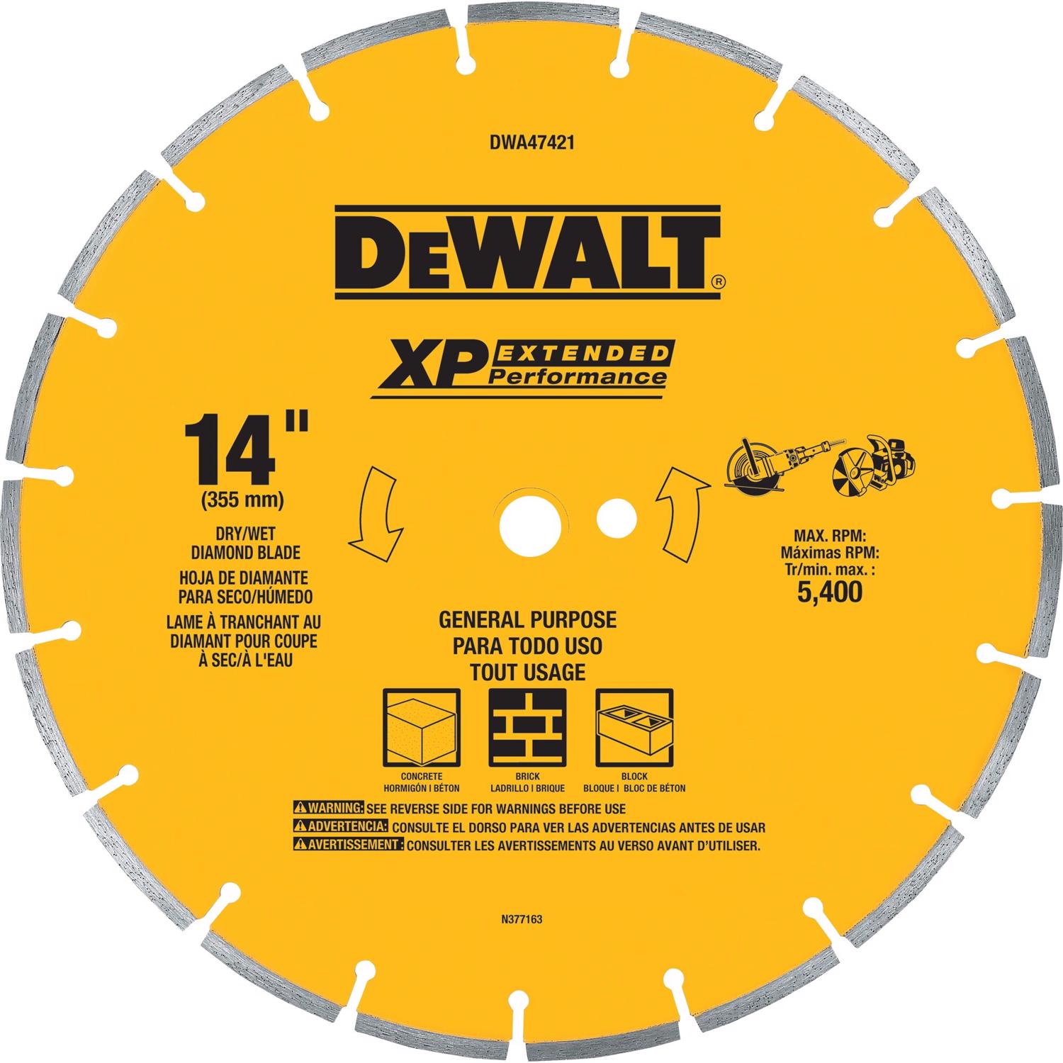 DeWalt XP 14 in. D Diamond Segmented Rim Circular Saw Blade 1 pk - Intensery