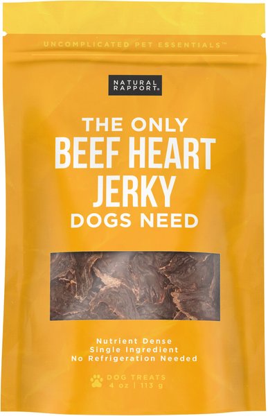 Natural Rapport The Only Beef Heart Jerky Dog Treats， 4-oz bag - Intensery