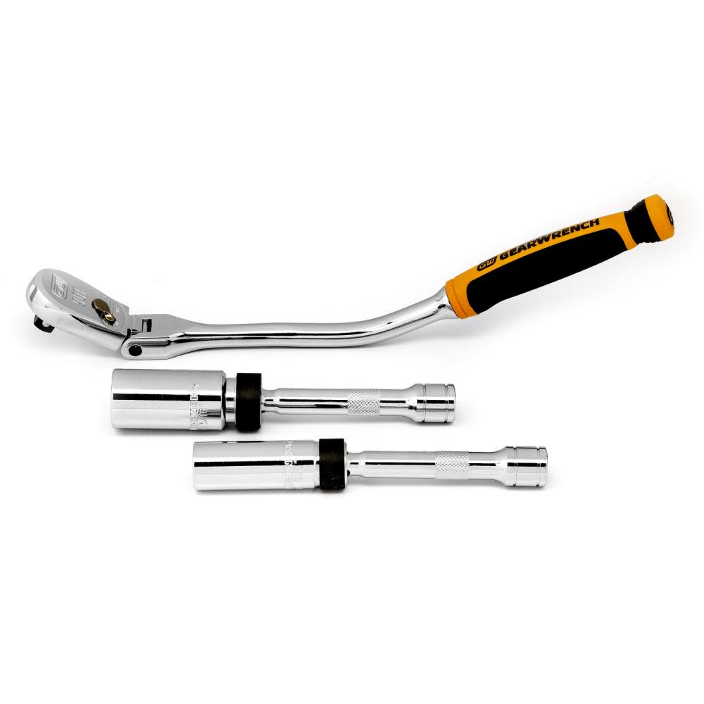 3 Pc 3/8 Drive 90 Tooth Spark Plug Ratchet Set - Intensery