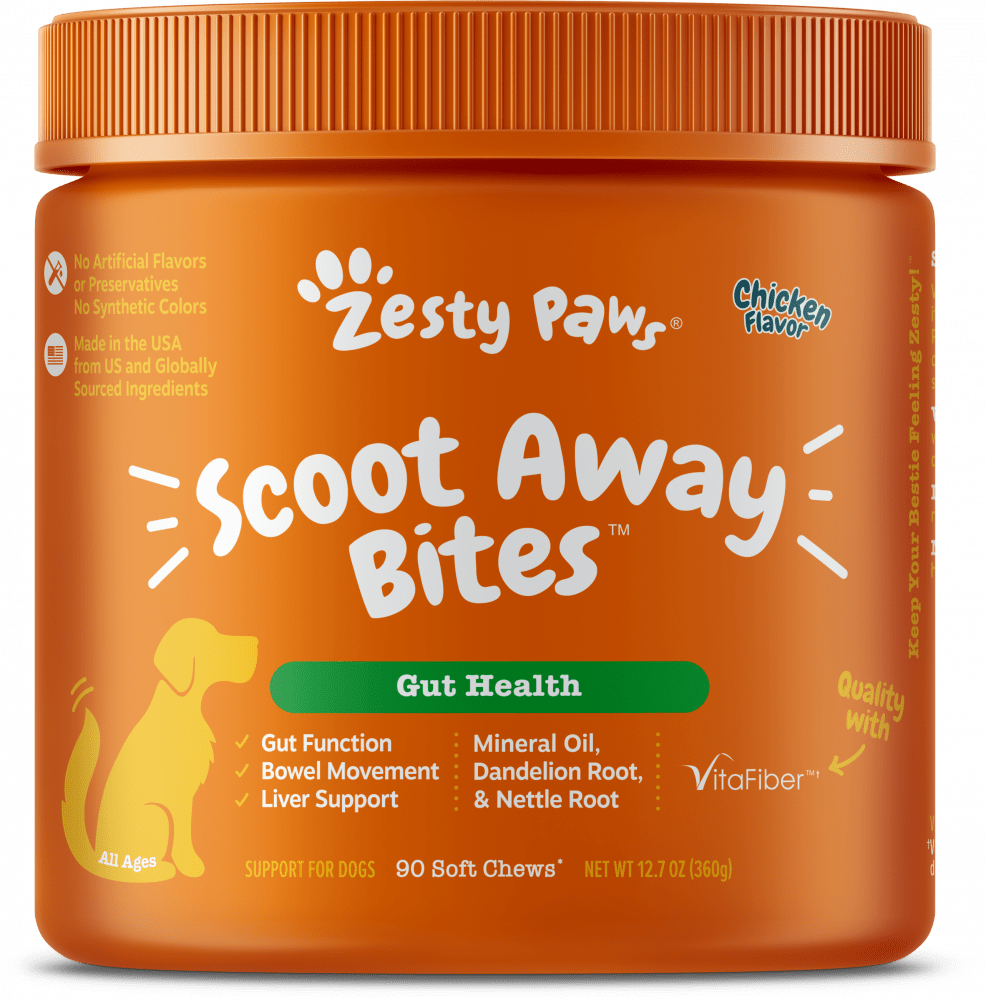 Zesty Paws Anal Gland Health Scoot Away Bites for Digestive and Immune Support Chicken Soft Chews for Dogs - 12.7 oz - Intensery