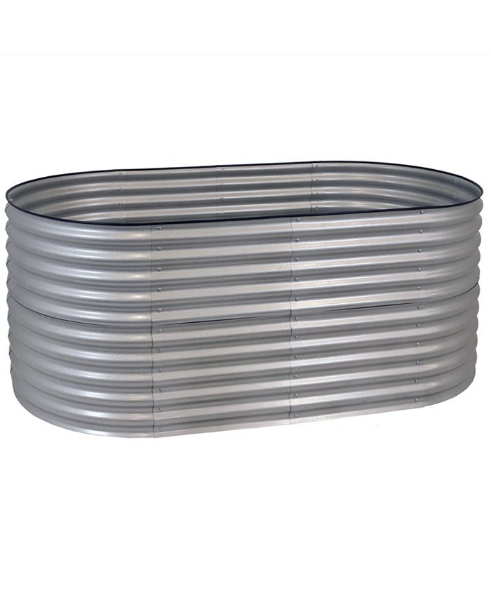 Sunnydaze Decor Galvalume Steel Oval Raised Garden Bed - Silver - 79 in x 32 in - Intensery