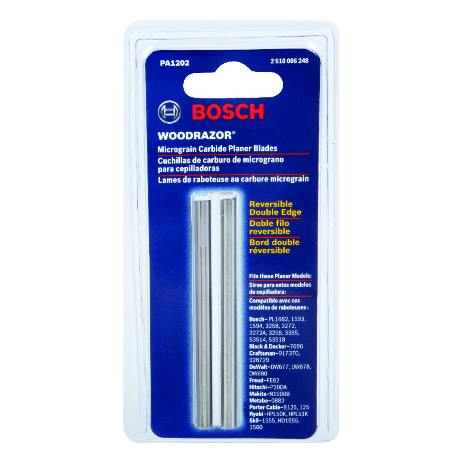 Bosch 3-1/4 in. L X 0.125 in. W Tungsten Carbide Planer Blade Double-Edged 2 pk - Intensery