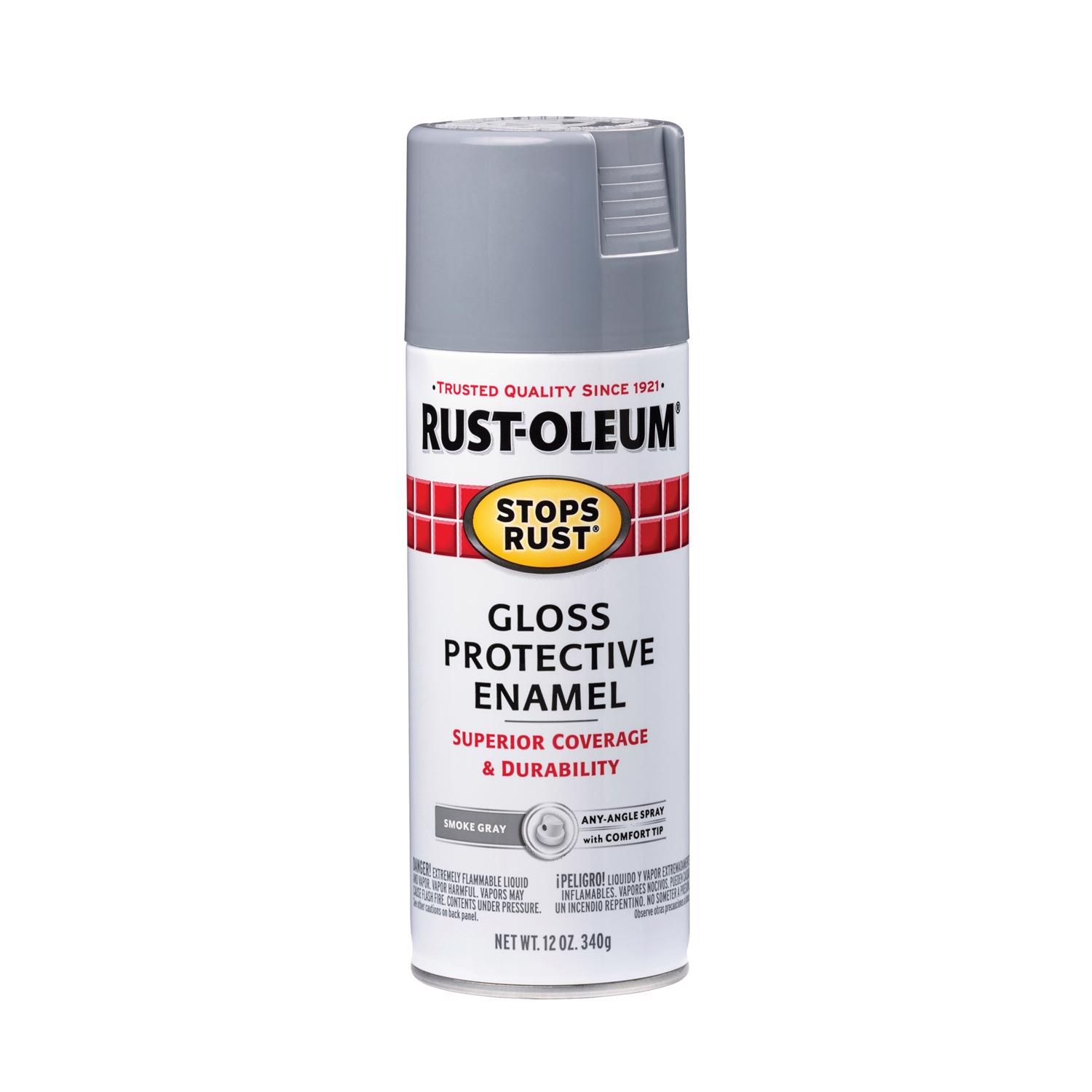 Rust-Oleum Stops Rust Gloss Smoke Gray Spray Paint 12 oz - Intensery