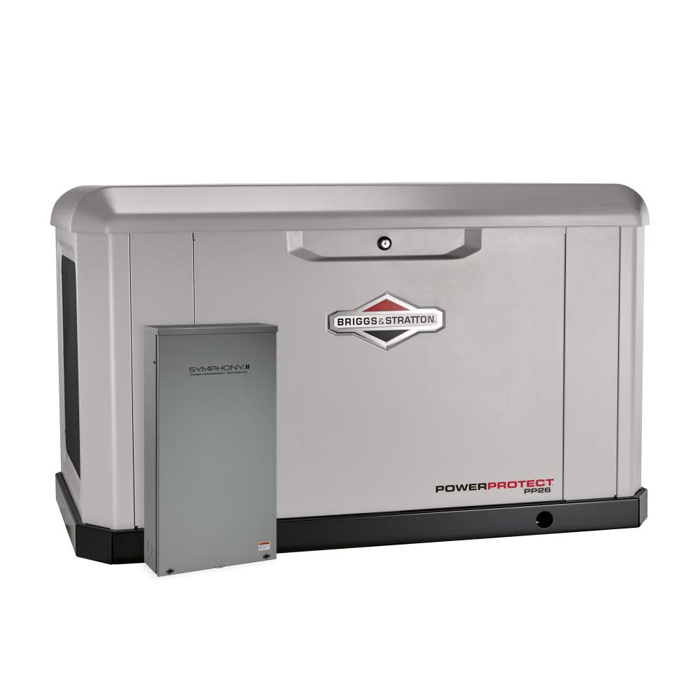 Briggs and Stratton PowerProtect Standby Generator with Automatic Transfer Switch 26000 Watt (LP)/24000 Watt (NG) - Intensery