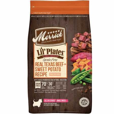 Merrick Lil' Plates  Small Breed Real Texas Beef  Sweet Recipe Potato Dry Dog Food (12 lb) - Intensery