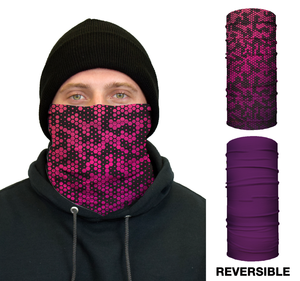John Boy Thermal Face Guard Reversible Geometric and Pink Pattern - Intensery