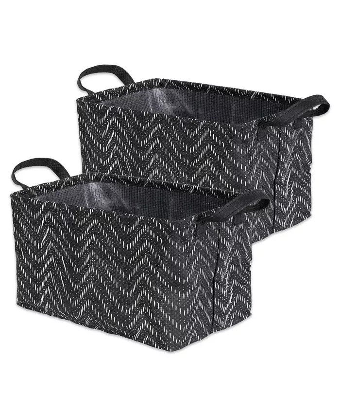 Design Imports Polyethylene Coated Woven Paper Laundry Bin Tribal Chevron Rectangle Medium Set of 2 - Intensery
