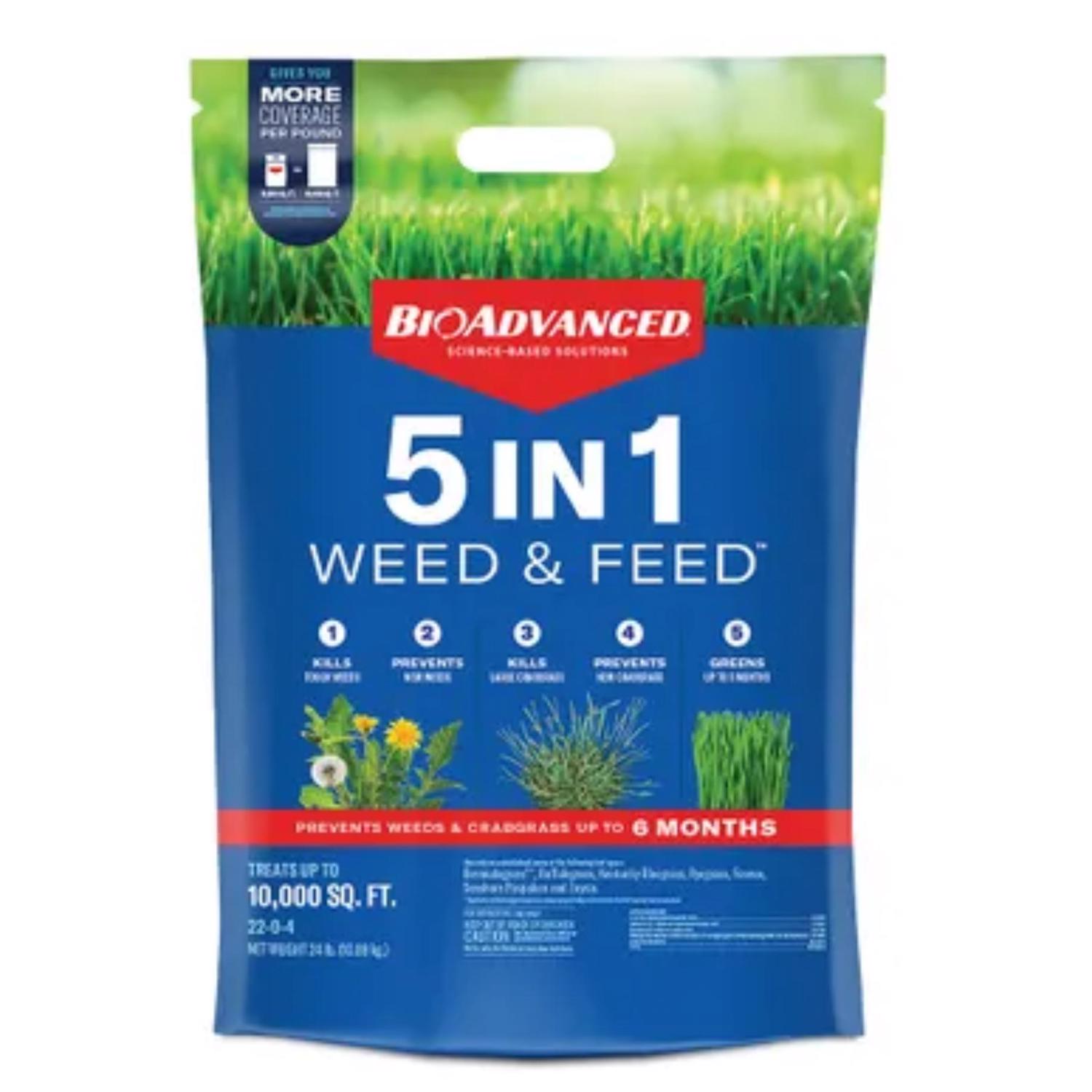 BioAdvanced Weed \u0026 Feed Lawn Fertilizer For All Grasses 10000 sq ft - Intensery