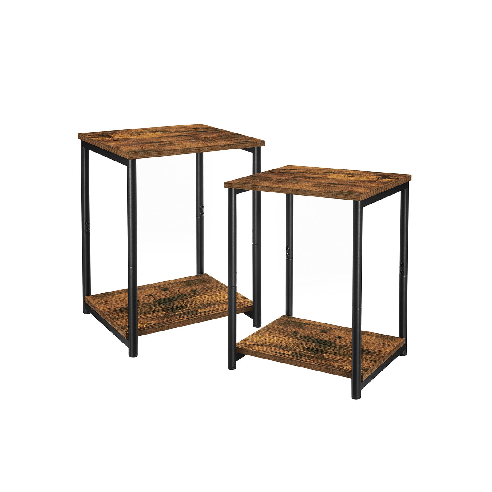 VASAGLE End Tables Set of 2Rustic Brown + Black - Intensery