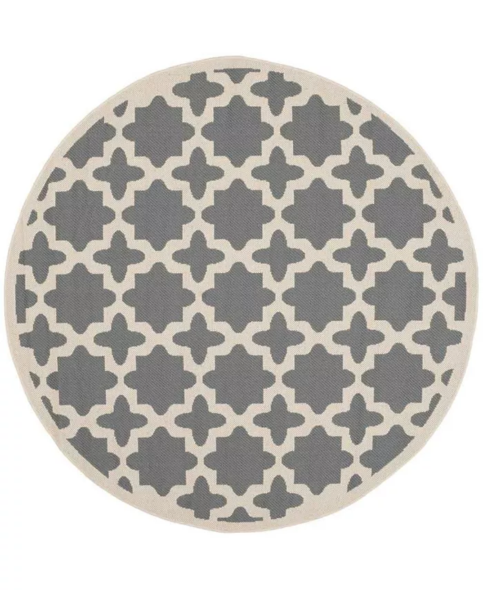 Safavieh Courtyard Anthracite and Beige 4' x 4' Sisal Weave Round Outdoor Area Rug - Intensery