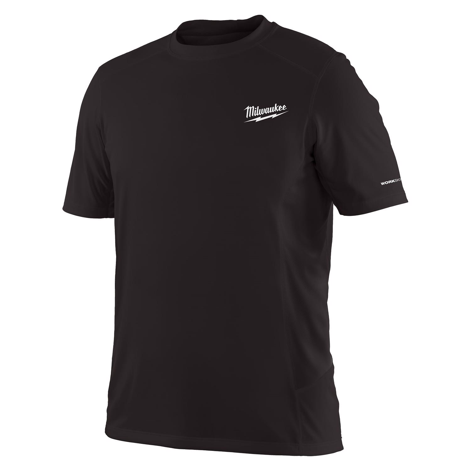 Milwaukee Workskin XXL Short Sleeve Men\u0027s Crew Neck Black Lightweight Performance Tee Shirt - Intensery