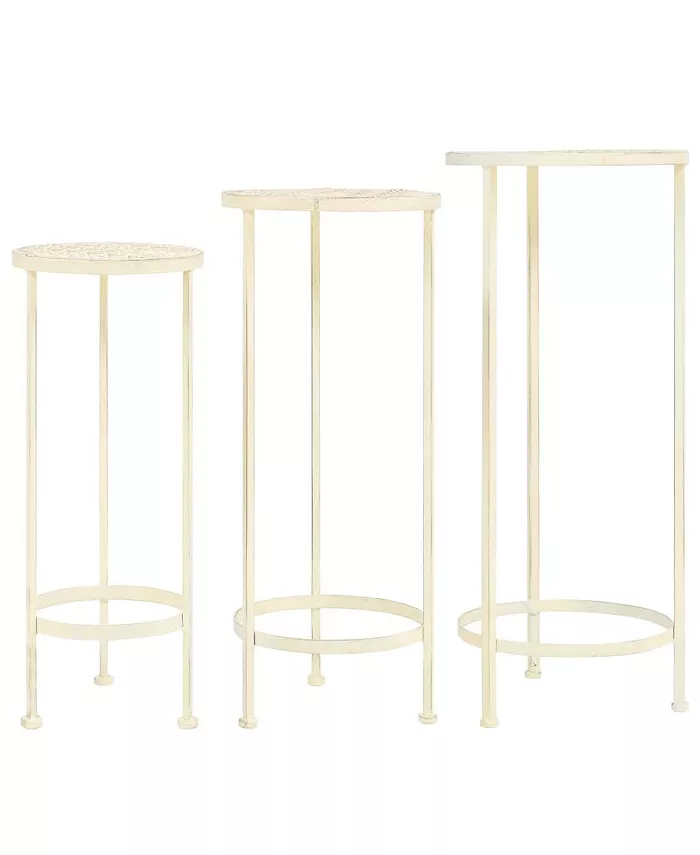 vidaXL Plant Stand Set 3 Pieces Vintage Style Metal Antique White - Intensery