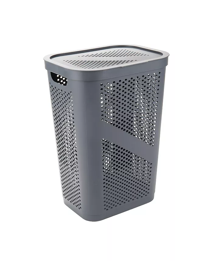 Mind Reader Basket Collection， Slim Laundry Hamper， 60 Liter 15Kg 33Lbs Capacity， Attached Hinged Lid - Intensery