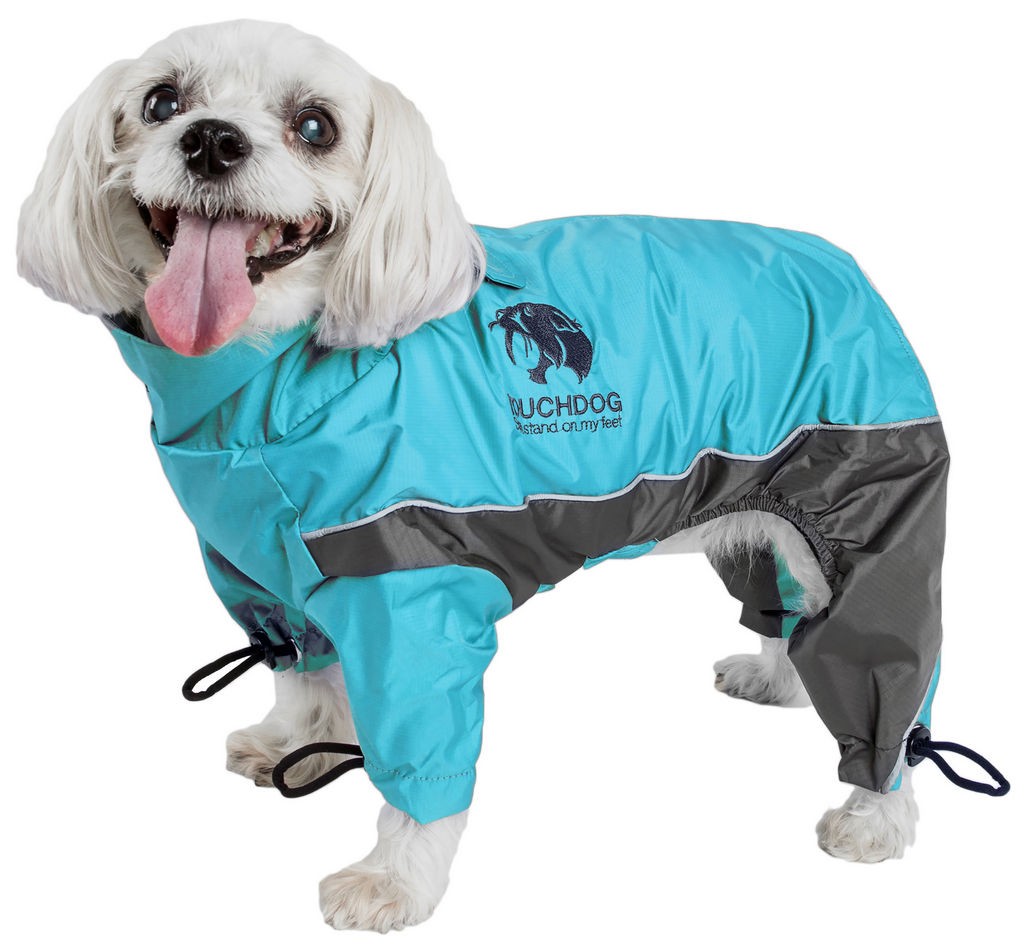 Touchdog Quantum-Ice Full-Bodied Adjustable and 3M Reflective Dog Jacket w/ Blackshark Technology in Ocean Blue， Grey (X-Small) - Pet Life JKTD3BLXS , - Intensery