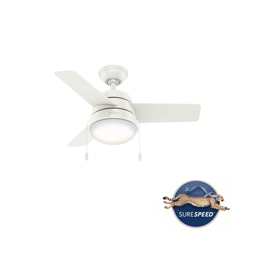 Hunter Aker Ceiling Fan 36 Fresh White/Natural Wood - Intensery