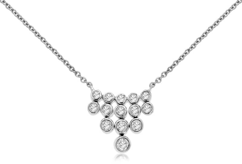 Royal Jewelry 14K White Gold Diamond Bezel Bubble Necklace - Intensery