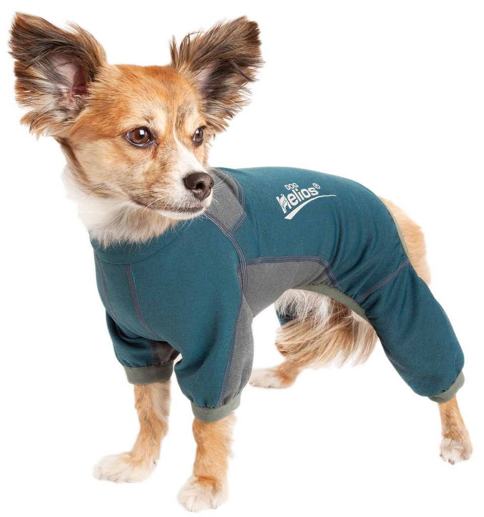 Dog Helios 'Rufflex' Mediumweight 4-Way-Stretch Breathable Full Bodied Performance Dog Warmup Track Suit in Blue And Grey (Medium) - Pet Life YGHL8BLM - Intensery