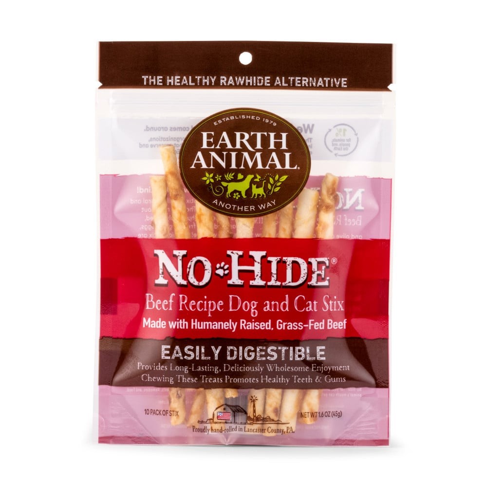 Earth Animal No-Hide Beef Stix Dog and Cat Chews - 10-pk - Intensery