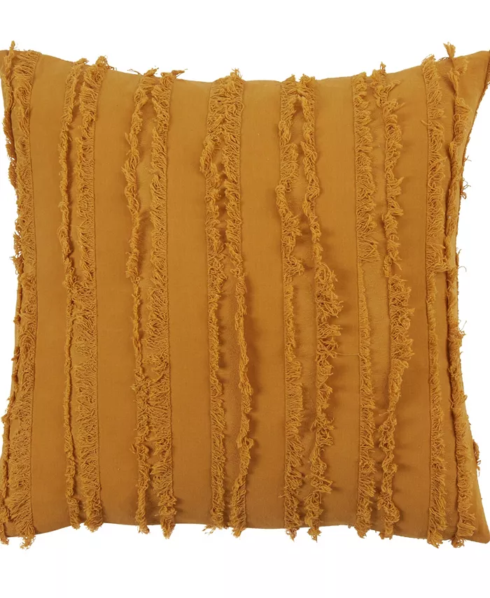 Saro Lifestyle Fringe Stripe Decorative Pillow， 18