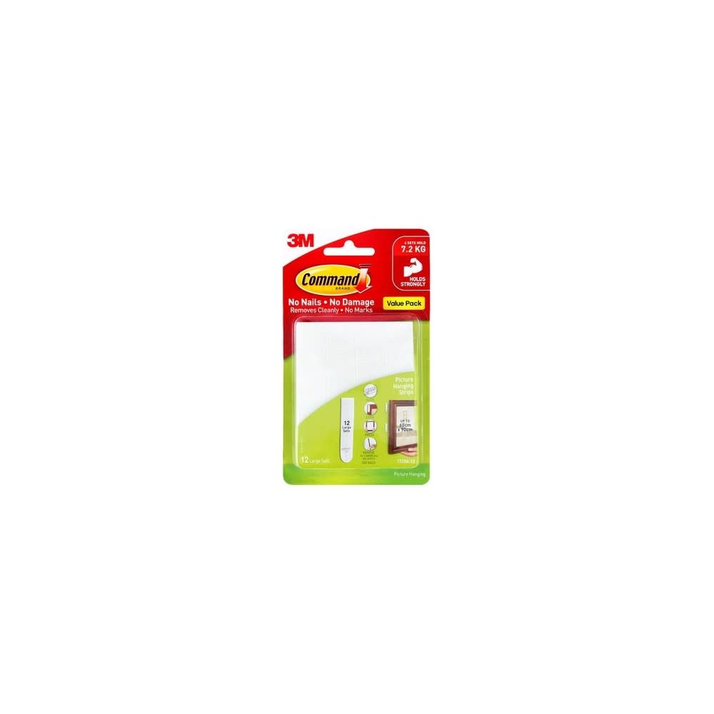 3M Command White Large Picture Hanging Strip 12pk - Intensery